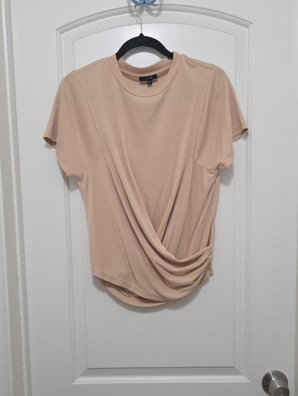 Joe's Jeans Draped Short-Sleeve Top in Light Nude